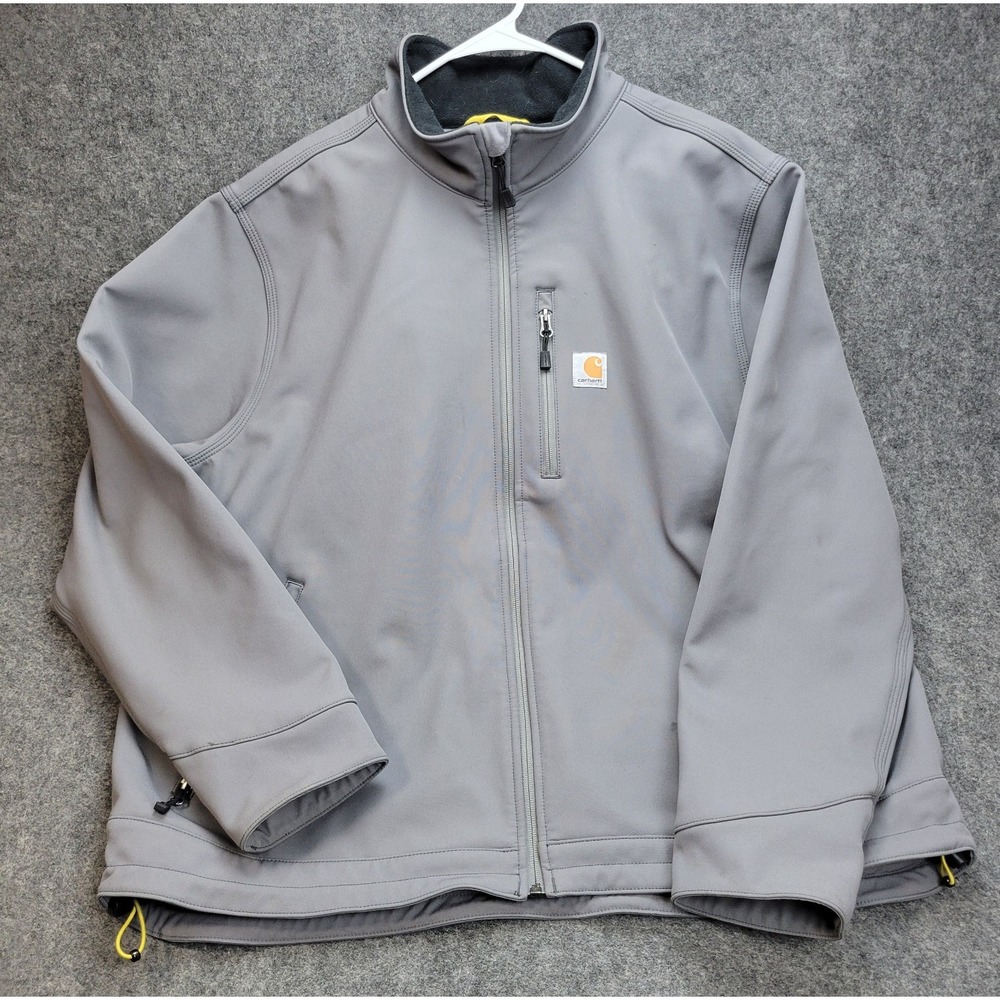 Carhartt Jacket Mens 2XL Gray Softshell Lined Stretch Crowley Workwear Full Zip